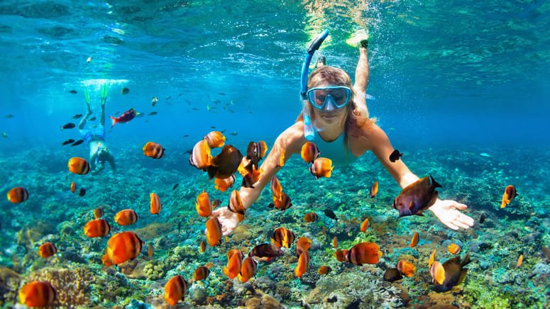 Kayak suelo de cristal y snorkel